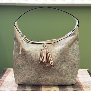 Patricia Nash Cream and Blue Shoulder Bag